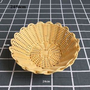 PLLEWY Multistyles Imitation Rattan Fruit Plate Retro Woven Multipurpose Storage Rattan Woven Tea Tray Picnic Snacks Sundry Baskets Wedding Candy Flower Storage