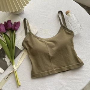 YOLO เสื้อสายเดี่ยวสำหรับเด็กผู้หญิงรสเผ็ดเปิดหลังสายเดี่ยวเซ็กซี่แผ่นปิดหน้าอกเสื้อกล้ามสั้น