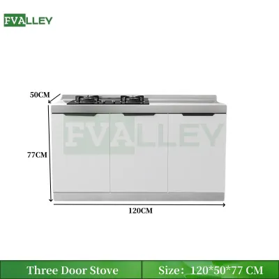 FVALLEY Stainless Steel Kitchen Storage Cabinet Set Kitchen Sink Base Stove Cabinet