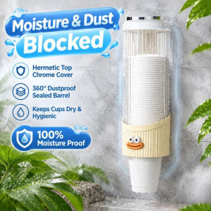 Disposable Cup Dispenser Self-Adhesive Water Cup Holders Dust-Proof Automatic Paper Cup Rack Wide Mouth No Drilling Required
