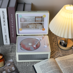 Mzeliking Retro Suitcase CD Player Portable Wireless Receiver Built-in Stereo Speaker HiFi Desktop Disc Player Support RCA USB Music Player for Kpop Album Home Decro Gift