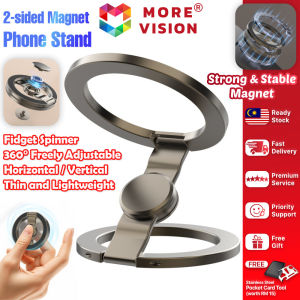 Double Magnetic Phone Stand Fidget Spinner Holder Foldable 360 Degree Gyroscope Rotating Ring Compatible Removable Grip