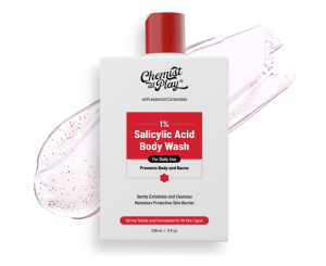 Chemist at Play 1% Salicylic Acid Body Wash 236ml | Paraben & SLS Free | Gentle Exfoliating Shower Gel | Prevents Body Acne Bumpy Skin & Deep Cleanses Skin