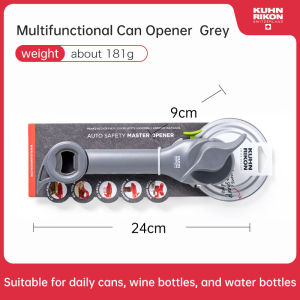 KUHN RIKON Manual Can Opener Multi-function 5-in-1 with Beer Bottle Jar Opener Labor-saving Swiss Design