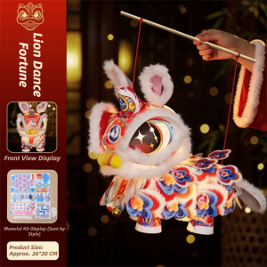 CHTM32 DIY Lantern Kit Year Lion Dance Lantern Lion Dance Pattern Traditional Chinese Style Ancient Year Lantern Handheld Handmade Lantern Chinese Year