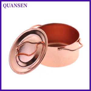 QUANSEN 1 12 dollhouse Miniature KITCHEN หม้อทองแดงพร้อมฝาปิด