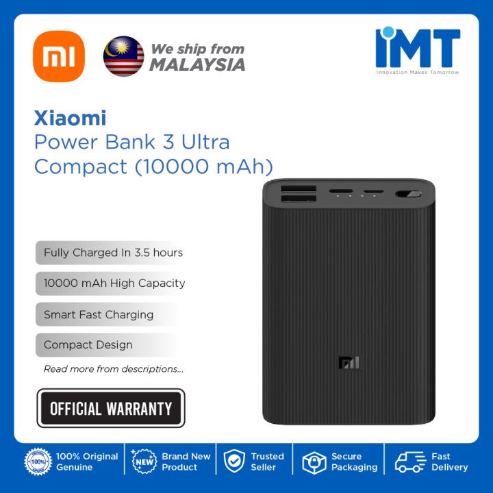 Xiaomi 10000 mAh Mi Power Bank 3 Ultra Compact | USB-A/USB-C for an ...
