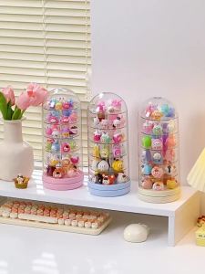 Stationery storage box student desktop grid sorting shelf multifunctional rotating transparent cute granule blind box display rack