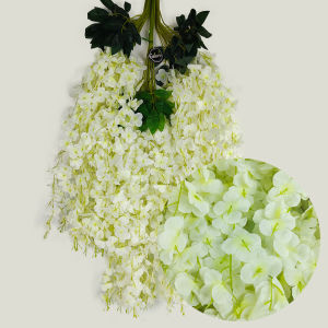 COD 1 LUSIN BUNGA WISTERIA BESAR JUMBO ARTIFICIAL/BUNGA GANTUNG PUTIH DEKORASI PERNIKAHAN MURAH BUNGA MURAH SURABAYA ECER HARGA GROSIR/DAUN DAN BUNGA DEKORASI IMPORT