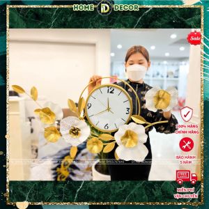 Đồng Hồ Treo Tường Trang Trí Decor Đẹp - Đồng Hồ Chính Hãng - Mẫu Hoa Mai Trắng May Mắn - BH 5 Năm- D1 Home -HMT