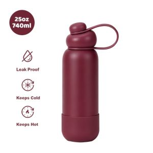 LITUILI Thép không gỉ Bình giữ nhiệt thể thao Dung tích lớn 740ml Bình nước giữ nhiệt Có thể tái sử dụng. Chịu nhiệt Bình giữ nhiệt di động Cà phê Trà