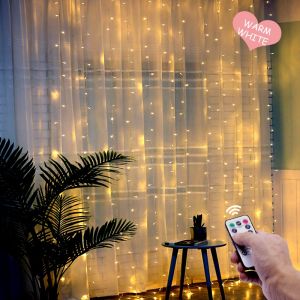 【Z-best】3 ม* 3 ดวง ม่านไฟ Led 300 ดวง ขนาดปรับได้ 8 โหมด สําหรับตกแต่งบ้าน งานปาร์ตี้ ม่านสายสตริงไฟ