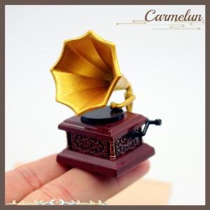 [Carmelun] Dollhouse Vintage Phonograph Miniatures Model Living Room Accessories Of Doll House Decor Kids Pretend Play Toys Ornaments Gifts