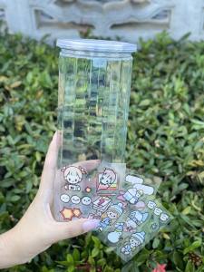 กระปุกออมสินพลาสติกแบบฝาดึง(แบรนด์พญาปลวกมีร้านเดียว)พร้อมสติ๊กเกอร์ไดคัท3แผ่น