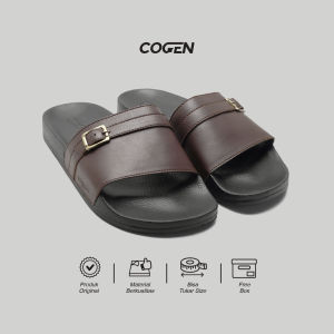 Sendal Slop Pria Cogen Rubber Leather Djani Series - Djani Brown