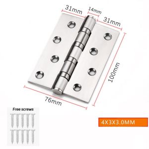 Stainless Steel Mute Hinge Room Door Bearings Hinges 3mm Thick Heavy Doors Strong Load Bearing Gemel Furniture Hardware