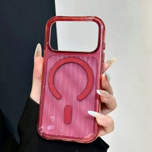 For Magsafe Bright luggage Water Ripple Pattern Case For iPhone 17 16 15 14 13 Pro Max Magnetic Charge Shockproof Stripe Cover