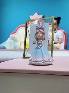 Solid wood childrens bed girls bedroom crown princess bed net celebrity modern simple double leather bed soft storage bed