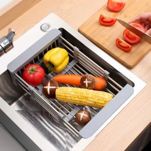Stainless Steel Retractable Sink Water Filter Rack Drain Basket Kitchen Sink Drainer Counter DS-64