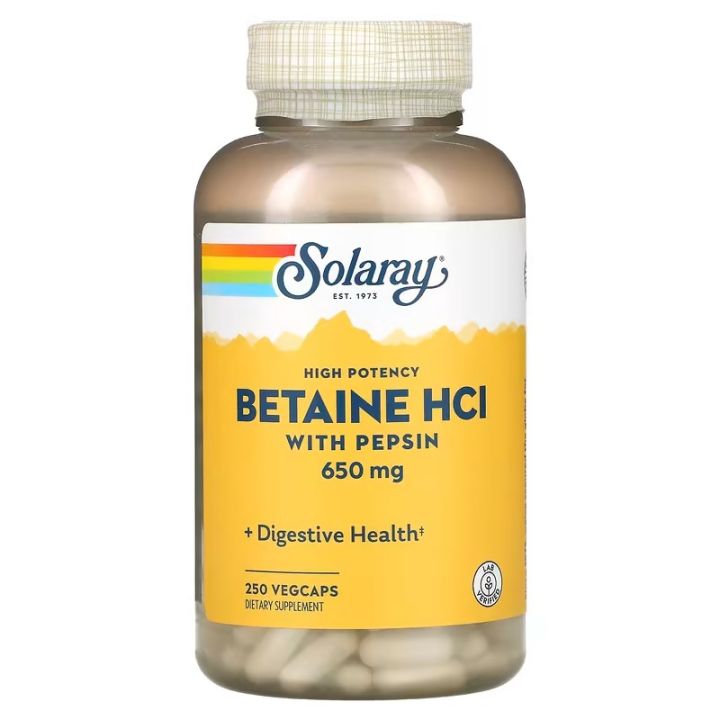 Betaine HCl with Pepsin, 650 mg, 250 VegCapsa | Lazada PH