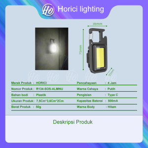 500LM+500MA SOS Emergency Light/Lampu Olahraga Luar Ruangan/Lampu Gantungan Kunci Isi Ulang/Senter Portabel