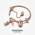 Pandora 14K Rose Gold Plated Infinite Hearts Sparkling Dangling Clip Charm. 