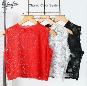 ChoiFoo เสื้อท่อนบนลายลูกไม้สั้นแขนกุดเสื้อกล้ามลูกไม้มุมมองเสื้อแขนกุดของผู้หญิงใหม่เสื้อกล้ามสำหรับเด็กผู้หญิงเผ็ดออกเย็นและระบายอากาศเสื้อกั๊กแบบบางสำหรับฤดูร้อนนุ่มแนะสวมสบายเป็นมิตรกับผิวเสื้อแขนกุด