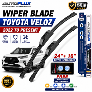 AutoFlux Wiper Blade for Toyota Veloz 2022 to Present | FREE Windshield Glass Washer | Set 2pcs