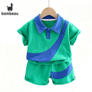 Baby Boy clothes set Polo Short Sleeve Shorts Baju Budak Lelaki Viral Hijau Kids Outfit Kasual Harian 6 Bulan‑5 Tahun