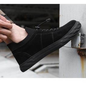 QINHUIZE Labor insurance shoes mens work shoes smash-proof puncture safety lightweight steel toe cap leather steel toe work safety boots site protective shoes