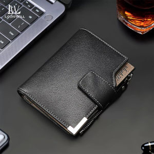 LouisWill Men Wallet PU Soft Leather Short Wallet Business Retro Multi-Card Slot Clasp Vertical Wallets Travel Purses Coin Pouch ID Credit Cards Holder