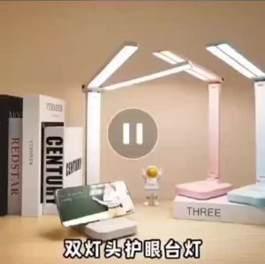 HG-699 Table Lamp Rechargeable Double Head 3 Level Touch Dimming Room Desk Lamp Office Reading Light LED Book Light