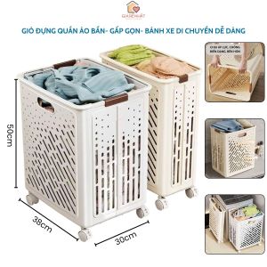 Giỏ Đựng Đồ Quần Áo Bẩn Đa Năng Có Thể Gấp Gọn Giỏ Đựng Quần Áo Phòng Tắm Có Bánh Xe Di Chuyển Dễ Dàng