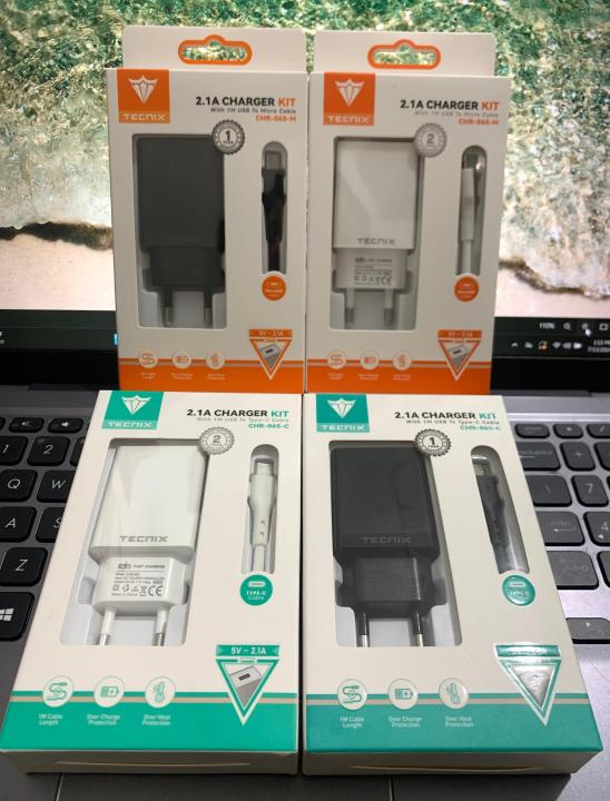 TECNIX Charger CHR-065-M Micro / CHR-065-C Type-C 2.1A Charger KIT With 1M Data Cable