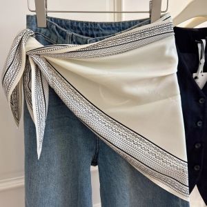NOWNICE Multi-functional Floral Triangle Scarf Silk Satin Matching Pants Decorative Headscarf Fashion Waist Belt Summer