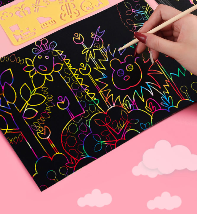 Colorful Rainbow Scratch Paper Magic Drawing Paper Scratch Art Kit ...