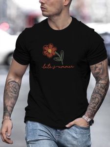 Mens late summer pattern summer casual crew neck short T-shirt