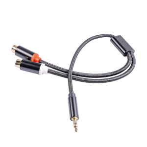 3.5mm Male to 2RCA Female Audios Adapter with Gold Plate Terminals Braide AntiInterference Design for Crystal Audios