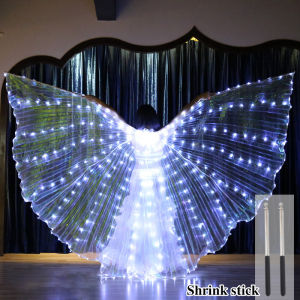 White Rainbow Light Butterfly Wings Costume Accessories for Women Adults Kids Belly Dance Sparkling Wing Dancer Stage Wear