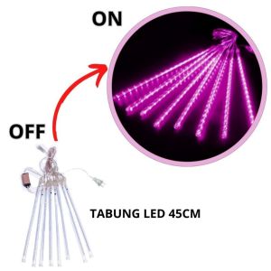 Lampu Meteor LED isi 8 Tabung/45cm Lampu Meteor Set 8 Tubes 4.5Mtr Rainbow RGB Rain Snow Tongkat Taman Hias Meteor Anti Air Dekorasi Pesta Natal Taman Outdoor Indor PST