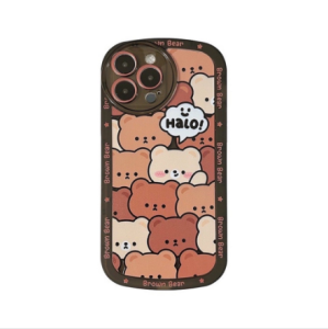 FOX Case Realme 2 2 Pro 5 5i 6 6i 9i C3 C21Y C25Y Narzo Casing Silicon Line Character Halo Brown Bear Transparant