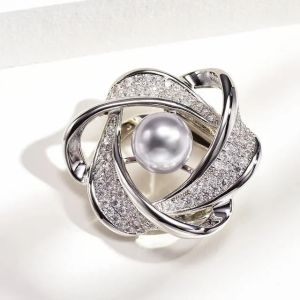 2 cái cổ điển hoa kim cương giả khăn khóa ngọc trai pha lê Vòng Cài Khăn quàng cổ phụ nữ Hollow Nhẫn thắt khăn quàng cổ Trâm đồ trang sức phụ kiện