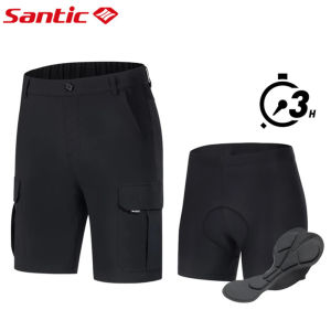 Santic กางเกงขาสั้นปั่นจักรยานผู้ชายพร้อมชุดชั้นในแบบถอดได้ 4D เบาะระบายอากาศสบายๆกีฬาจักรยานกางเกงขาสั้น