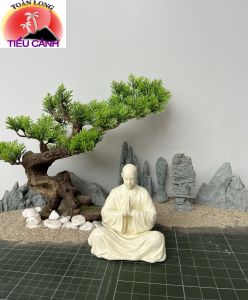Tượng tu sĩ ngồi thiền tăng nhân ngồi thiền nhà sư ngồi thiền. trang trí bàn trà tiểu cảnh non bộ bể cá bon sai ghép lũa…