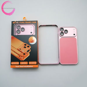 High Quality Matte Titanium Metal Shockproof Bezel Case for IPhone 17 16 15 14 13 12 Pro Max Plus to 17 pro max Metal back film frame mobile phone case