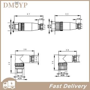 [DMYP] 1Pc M12 sensor connector 3 4 5 pin male female straight right angle plug