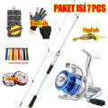 pancing 1 set lengkap kuat / Reel Pancing Power Handle Murah Kuat Spinning Fishing Reel 5.5:1 Gear Ratio QS1000-7000,Silver Blue / joran pancing 1 set murah / pancing casting full set / joran pancing kuat 50kg / Joran Pancing 1 Set Reel Besi. 