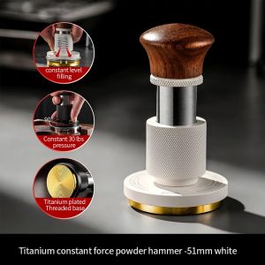 BINCOO Titanium Coffee Tamper 30 Pound Coffee Powder Hammer Constant Force Impact Thread Bottom Italian Coffee Machine Accessories Powder Pressing Tool 51MM/58MMM
