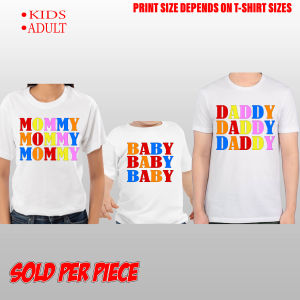 Family Design Graphic T-shirt mommy daddy and baby cotton spandex high quality print