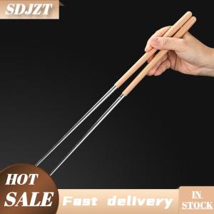 SDJZT 1 đôi đũa inox Đũa dài nấu mì chiên sâu lẩu Trung Quốc đũa kim loại tái sử dụng